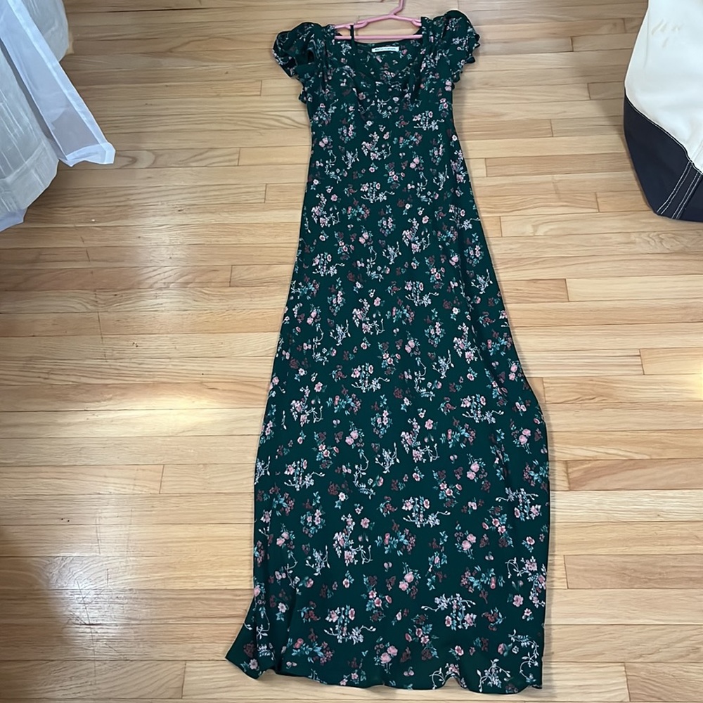 NWT Reformation Lisola Dress in Emilia dark green floral formal party long dress - Picture 4 of 10